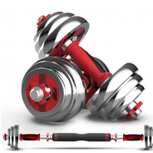 红双喜（DHS）电镀盒装哑铃杠铃20kg(10公斤2)贴标款男女士体育运动健身器材家用组合套装