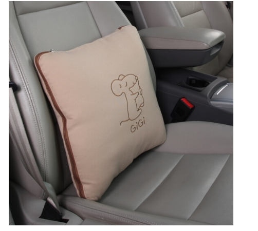吉吉（GiGi）汽车抱枕被 空调被多功能两用靠垫被 办公室午休被 沙发靠枕靠垫 折叠抱枕 G-杏色