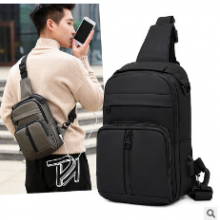瑞特2020新款韩版USB充电背包男士单肩包大容量休闲斜挎包男士胸包潮