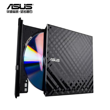 华硕(ASUS) 8倍速 USB2.0 外置DVD刻录机 移动光驱 黑色(兼容苹果系统/SDRW-0