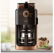 飞利浦（PHILIPS）咖啡机 家用磨豆机全自动磨粉机双豆槽带预约功能非胶囊咖啡壶金属棕
