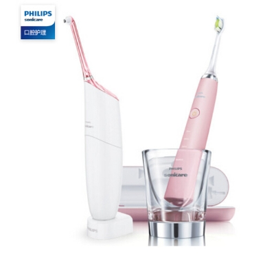  飞利浦(PHILIPS) 电动牙刷冲牙器 口腔护理套装 粉色款 HX8491/02