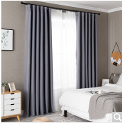 金蝉 窗帘成品挂钩式窗帘布卧室客厅高遮光布 灰色宽2.5米高2.7米一片