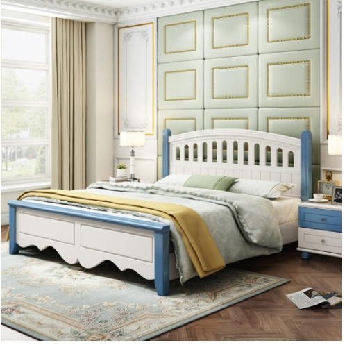 鲁菲特 床 简约美式奢华型实木床1.5m单人床1.8m双人床 卧室可储物床 lmc-02 床+床头柜