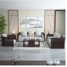 鲁菲特 沙发 新中式白蜡木实木客厅组合沙发 8803 沙发 1+2+3组合+茶几+边几