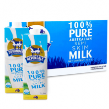 德运 (Devondale) 澳大利亚原装进口牛奶 部分脱脂纯牛奶1L*10 整箱装