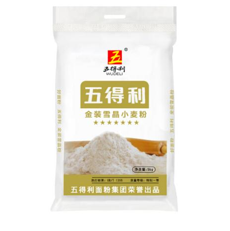 五得利面粉 七星金装雪晶小麦粉5kg 家用优质面粉 馒头 包子 面条 饺子 手擀面多用途好面粉