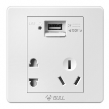 公牛(BULL) 开关插座 G07系列 五孔带USB接口插座 86型面板G07E335 白色 暗装