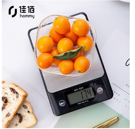佳佰 厨房秤 家用电子秤食物称 厨房烘焙秤 珠宝秤 1g/5kg精准电子秤 黑色