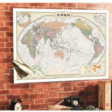 仿古地图挂图：中国地图+世界地图（套装2张1.1米*0.8米 复古地图 赠3M粘贴胶 )