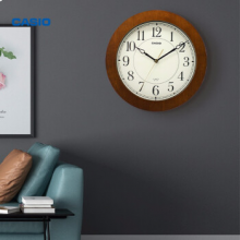 卡西欧（CASIO） IQ-126-5PF挂钟 木质客厅静音时尚创意时钟简约现代田园挂表装饰挂墙石英