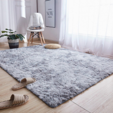 万域 北欧地毯客厅茶几长绒毛卧室满铺可爱网红同款床边毛毯垫子 扎染-浅灰色 0.8*1.6米