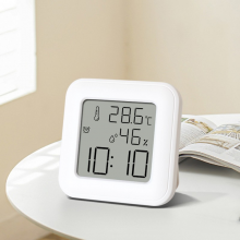 仕 温湿度计家用室内婴儿房高精度电子温度计时钟精准数显湿度表磁吸壁挂式室温计