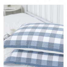 洁丽雅（Grace）纯棉枕巾全棉纱布防脱落枕芯盖巾 蓝格绑带52*78