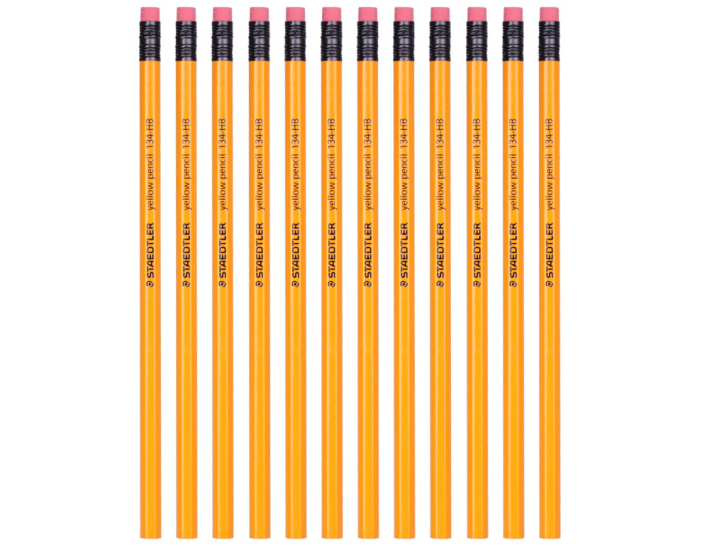 施德楼（STAEDTLER）铅笔带橡皮头134  HB 2B  12支/盒