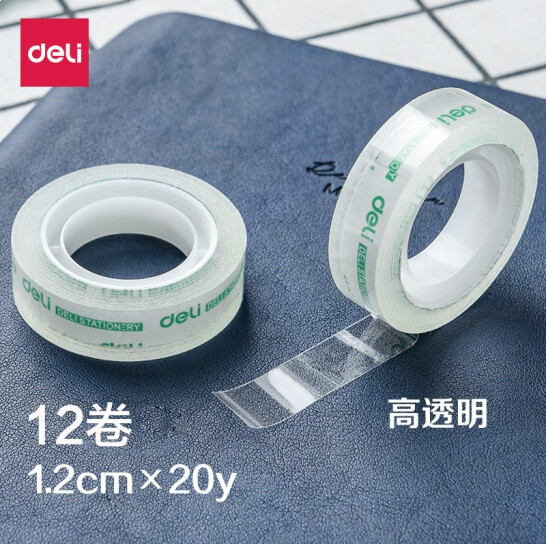 得力(deli) 透明胶带文具胶带1.2cm*20y 30014   