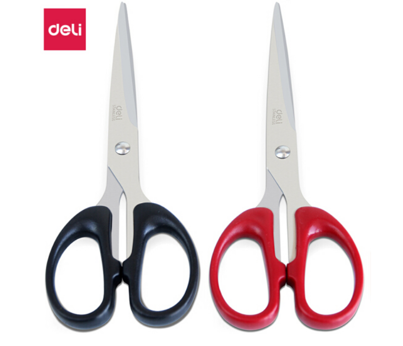 得力(deli)180mm办公家用生活剪刀 1把 办公用品 颜色随机6009