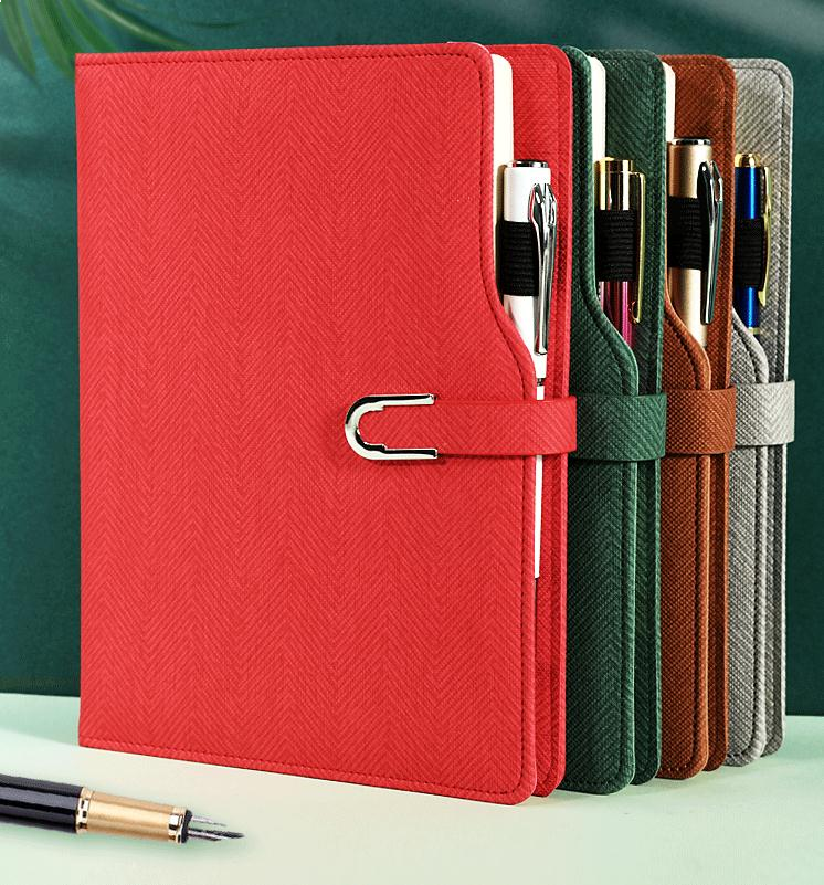 金派A5仿布纹皮面商务笔记本