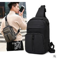 瑞特2020新款韩版USB充电背包男士单肩包大容量休闲斜挎包男士胸包潮