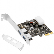 魔羯(MOGE)PCIEx1转2口USB3.0卡 MC2020扩展卡 D型供电 瑞萨(原NEC)芯片