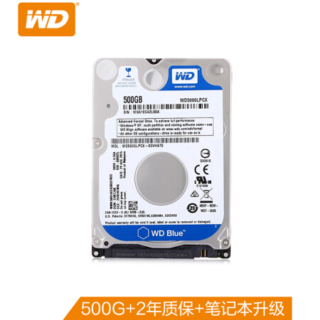 西部数据(WD)蓝盘 500G SATA6Gb/s 5400转16M 笔记本硬盘(WD5000LPC
