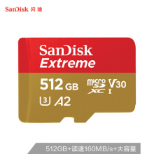 闪迪（SanDisk）A2 512GB TF（MicroSD）存储卡 V30 U3 4K 至尊极速移