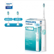飞利浦(PHILIPS) 电动牙刷 净齿呵护型 成人声波震动牙刷 2种洁齿强度可选 力度感应 薄荷绿