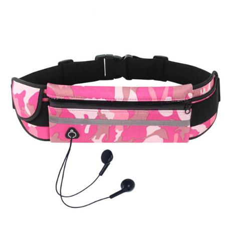 加加林 运动腰包多功能跑步手机包男女健身户外水壶包隐形贴身休闲小腰包 迷彩粉色