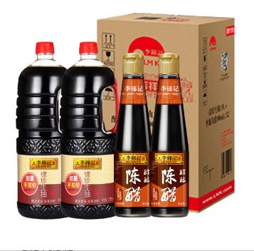 李锦记 酱油醋 锦珍生抽1.9L*2+醇酿陈醋500ml*2 (礼盒装）