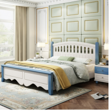 鲁菲特 床 简约美式奢华型实木床1.5m单人床1.8m双人床 卧室可储物床 lmc-02 床+椰棕床