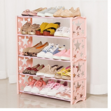 美达斯 简易彩色鞋架 多层简约鞋柜鞋架子鞋子收纳架现代简约 粉色五层13645 60x19x70cm