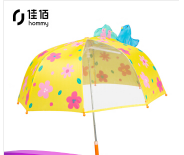 佳佰 儿童雨伞宝宝雨具幼儿园小孩小学生男童女童长柄小伞 小鸟花朵单片透明