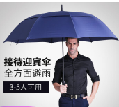 雨渡沙 特大迎宾伞雨伞长柄男士三人四人超大号加大加固抗风双层雨伞定制logo广告伞 超大150cm