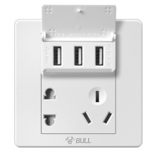 公牛(BULL) 开关插座 G07系列 五孔带3位USB接口插座 86型面板G07E536 白色 暗