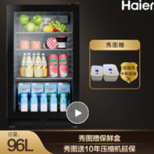 海尔（Haier）家用客厅冰吧办公室小型冰箱 水果茶叶红酒饮料保鲜柜DS096A