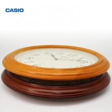 卡西欧（CASIO）IQ-121-7PF挂钟静音客厅实木钟表现代石英钟简约时尚时钟创意挂表 