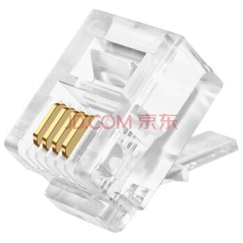 秋叶原（CHOSEAL）电话水晶头 6P4C电话线接头 RJ11接口水晶头 电话机配件 