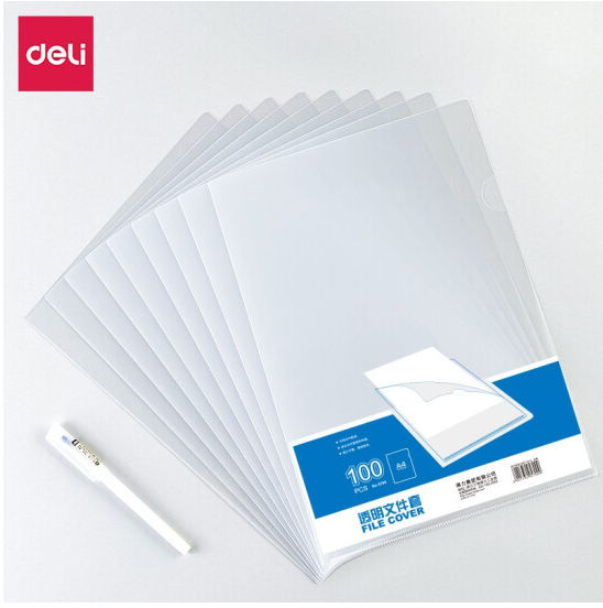 得力（deli）文件夹L型透明文件袋a4单页夹文件套