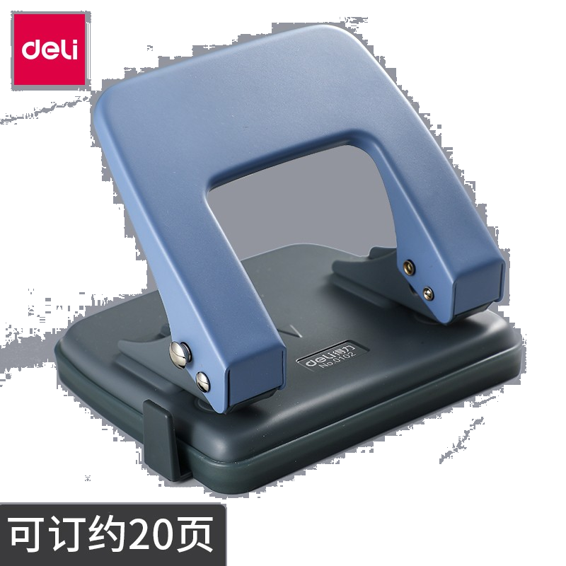 得力（deli） 打孔器文件夹装订手动二孔打孔机双孔活页纸张打洞办公文具 0102/蓝色中号打孔器