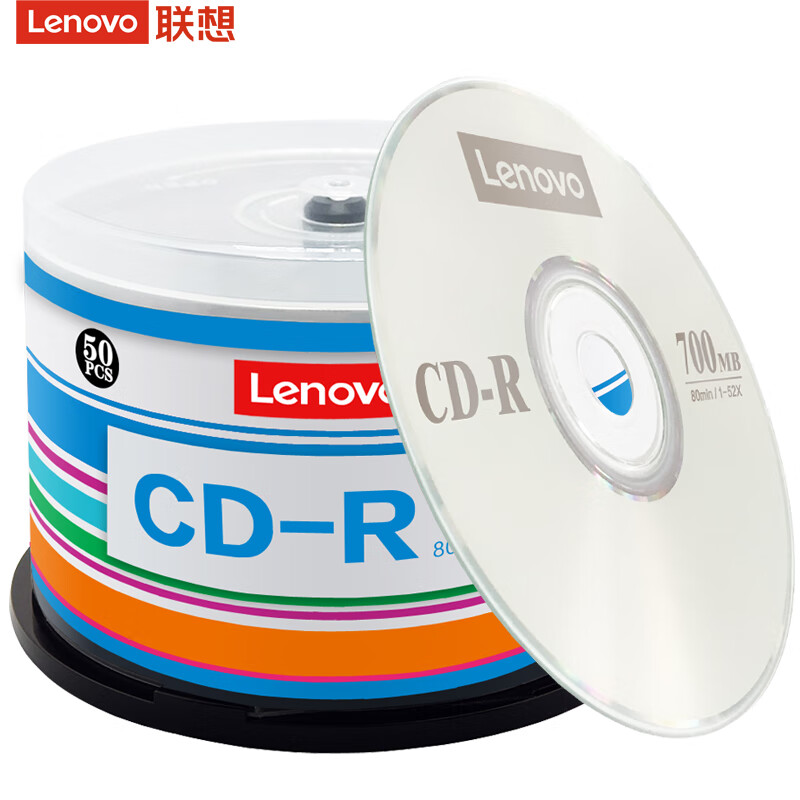 联想（Lenovo）CD-R 光盘/刻录盘 52速700MB 办公系列 桶装50片 空白光盘