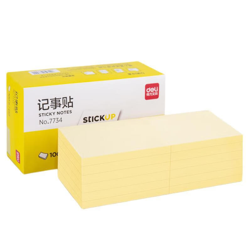 得力记事贴便利贴标签纸便签纸强黏性可反复粘撕 7734(76*101mm) 一包装