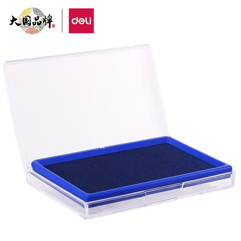 得力(deli)137*88mm方形快干印台印泥 清晰印记 财务用品 蓝色9864得力(蓝色）