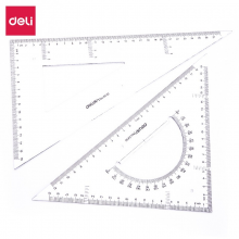 得力(deli)塑料三角尺直尺子 三角板量角器 学生文具 居家学习用品 6430 30cm