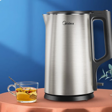 美的（Midea）电热水壶 电水壶烧水壶 家用1.7L大容量内外双钢