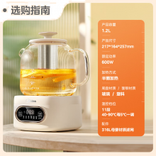 美的（Midea）花漾0胶水全玻璃全自动养生壶 办公室多功能煮茶壶