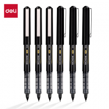 得力(deli)直液笔签字笔 0.5mm子弹头办公商务中性笔走珠笔 水笔会议笔 黑色 12支/盒S6