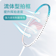 李宁（LI-NING）羽毛球拍雷霆单拍碳素复合一体耐用羽拍白蓝 已穿线