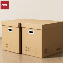 得力(deli)办公纸箱大号收纳箱带盖55*40*50cm【2个装】