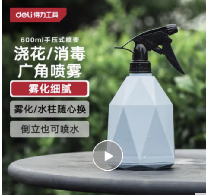 得力（deli）喷水壶喷雾器园艺浇花洗车酒精消毒喷壶手压式蓝色 DL581005A
