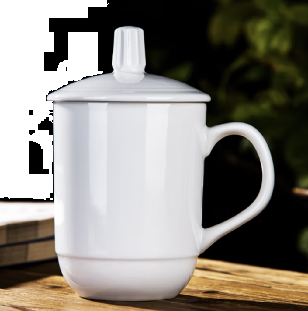 茶杯陶瓷5只套装纯白会议水杯